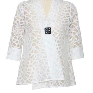 Joseph Ribkoff Vanilla Cream Lace Swing Jacket Statement Button Size 8 NWT